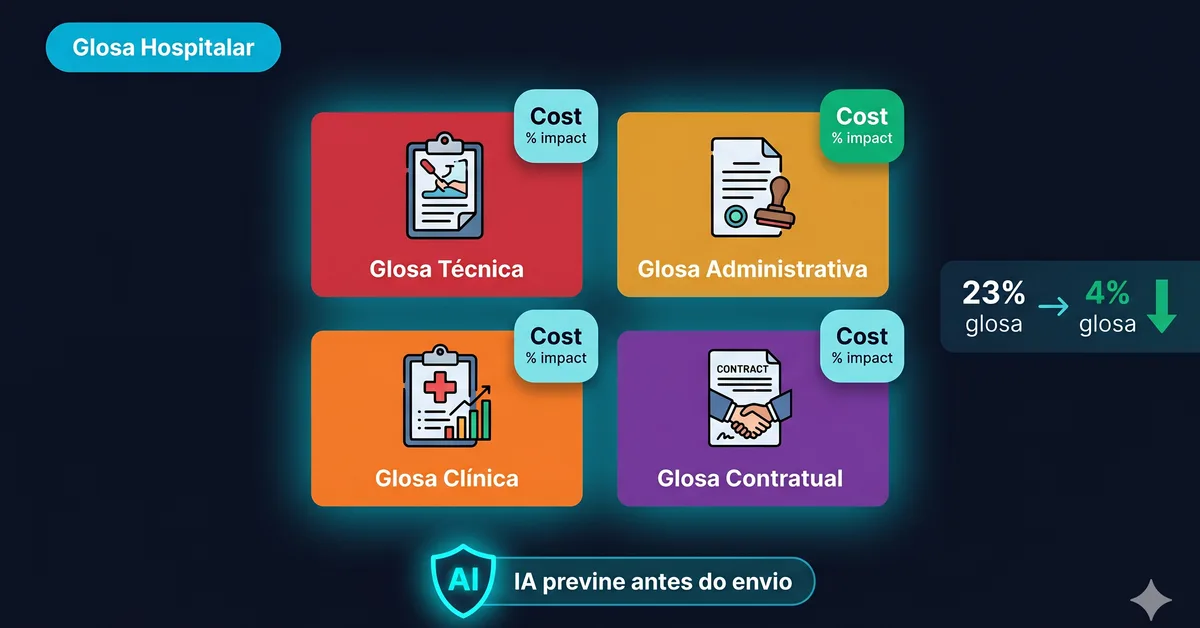 Os 4 tipos de glosa hospitalar e como a IA previne cada um